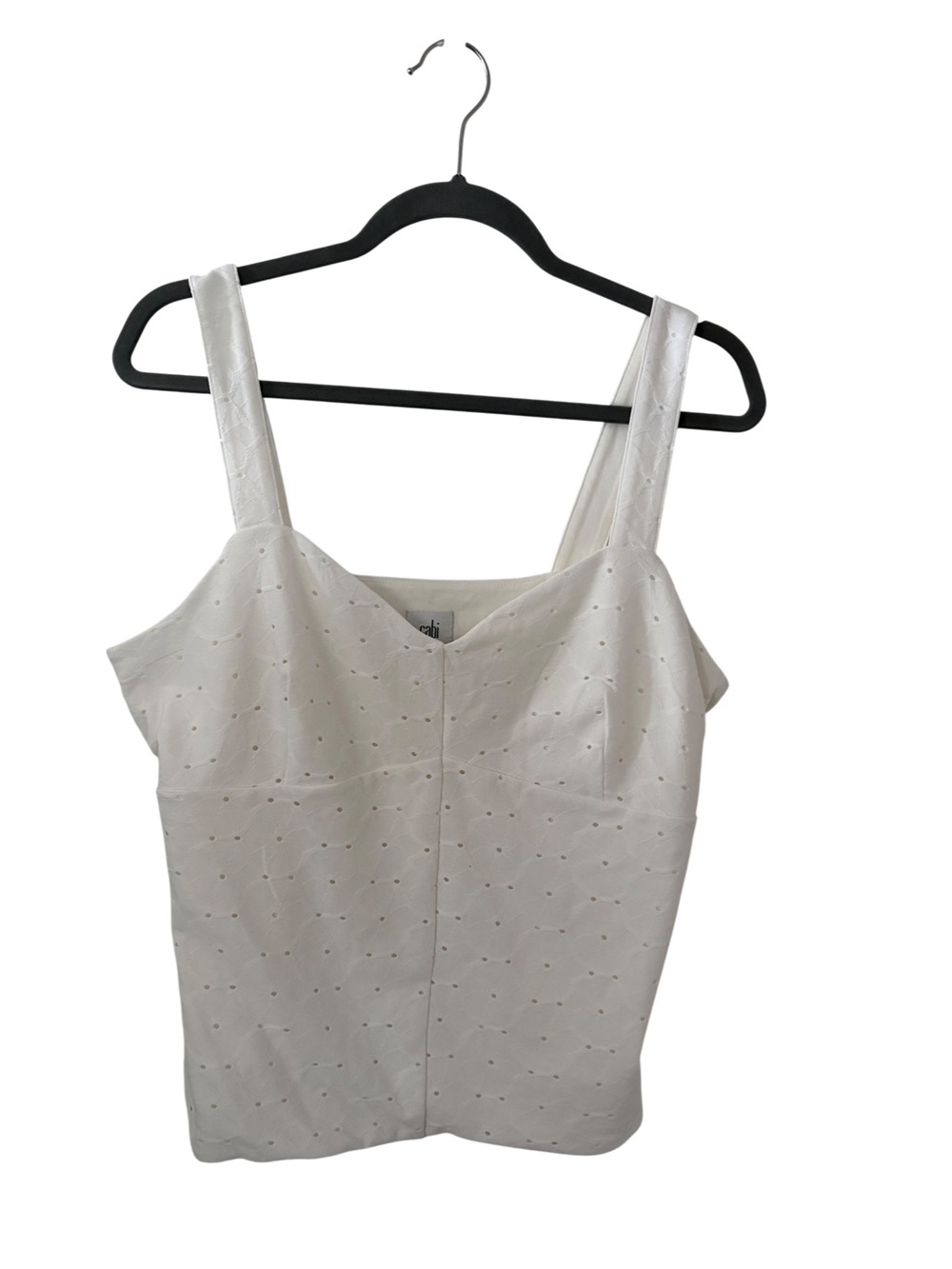 Cabi White Eyelet Sleeveless Top